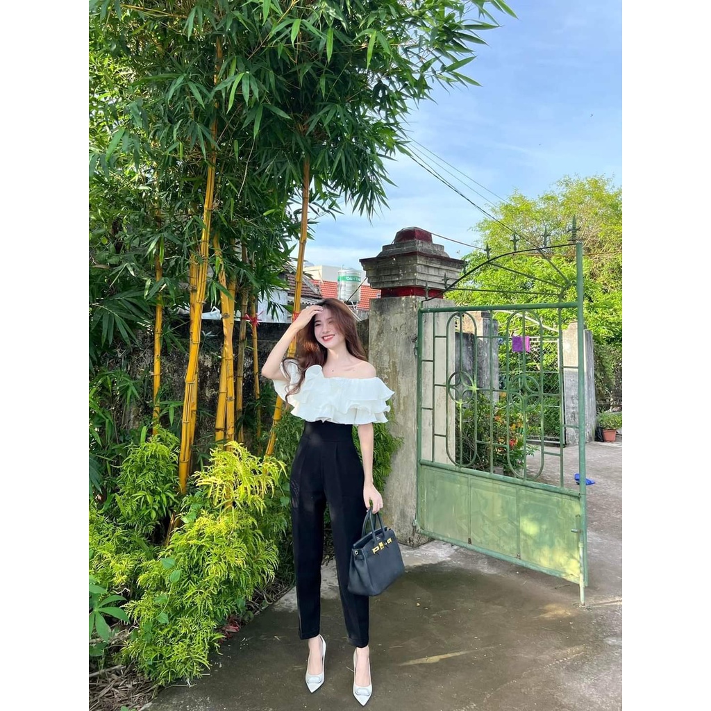 Quần bagyy nữ lưng cao khóa sau hông đi học làm công sở kiểu dáng quần tây cạp cao vải tuyết mưa dày co giãn nhẹ