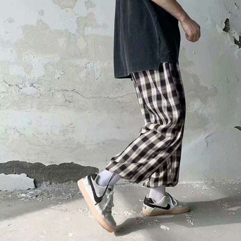 Quần Dài Dáng Rộng In Họa Tiết Caro Trẻ Trung Hợp Thời Trang Cho Nam Size S-3XL | BigBuy360 - bigbuy360.vn