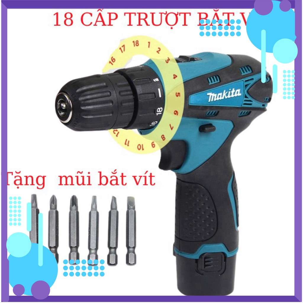 [Chính Hãng] MÁY KHOAN VÀ VẶN VÍT MAKITA DF330DWE 12V - 2 PIN - TẶNG 2 MŨI BẮT VÍT - SẠC CỐC .