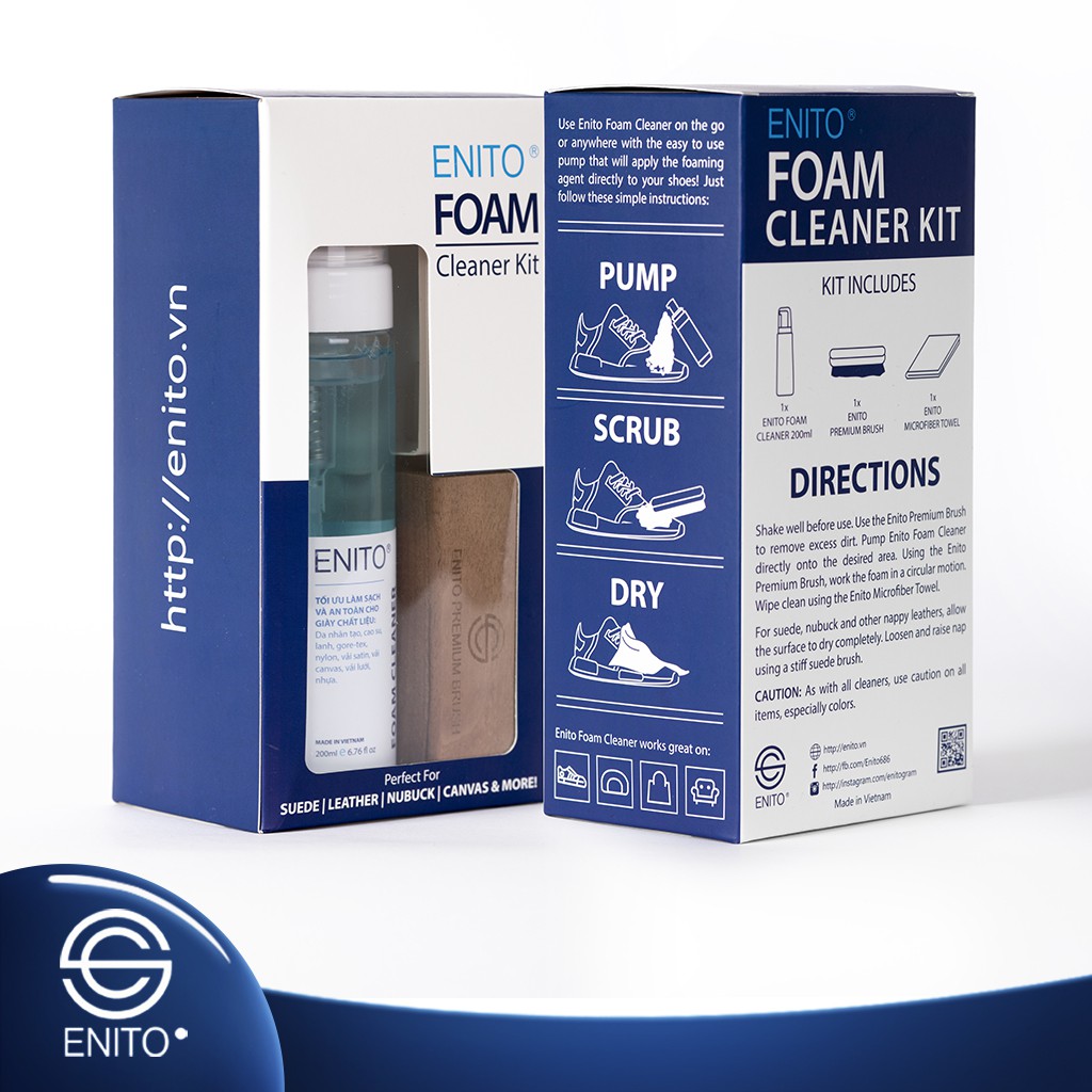 Bộ Vệ Sinh Giày Enito Foam Cleaner Kit - Chuyên Vệ Sinh Giày Sneaker, Giày Da Cao Cấp