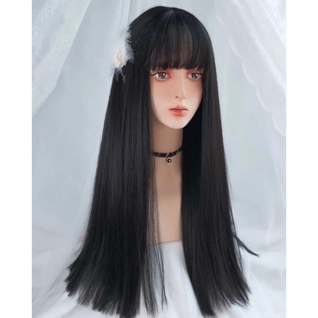 (Ảnh thật ) tóc đen dài mái bằng dài 60cm