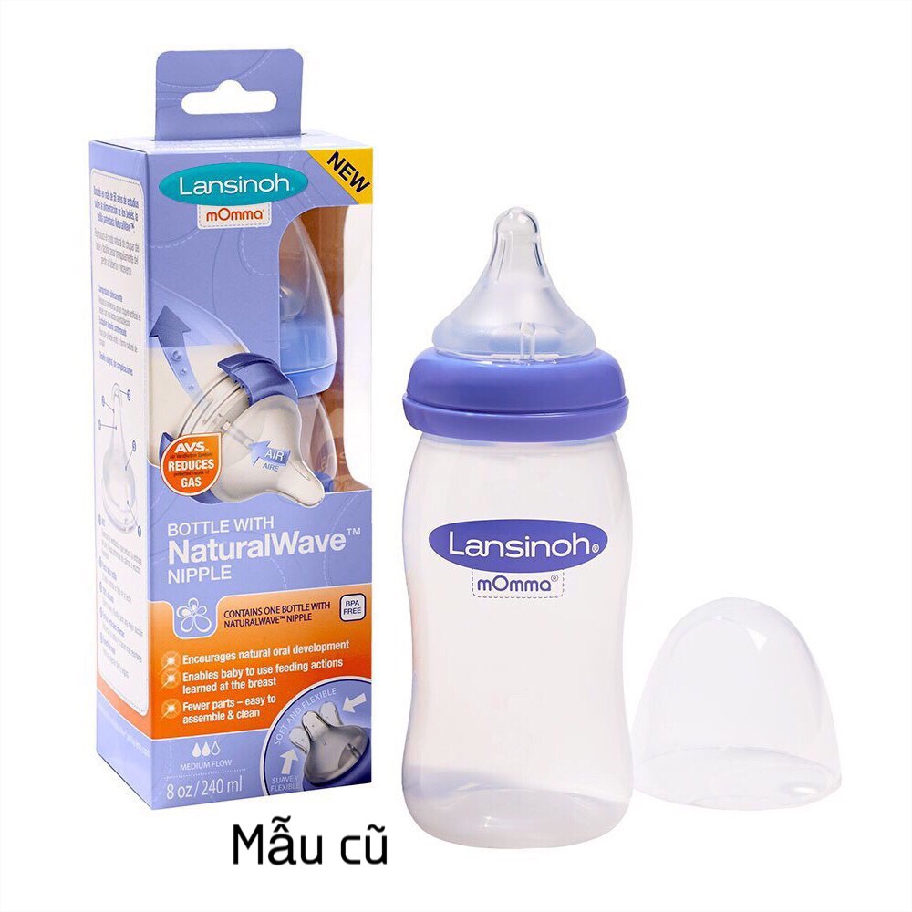 Bình Lansinoh Momma 240ml/160ml chuẩn uk, bình thần thánh ( mẫu mới nhất)