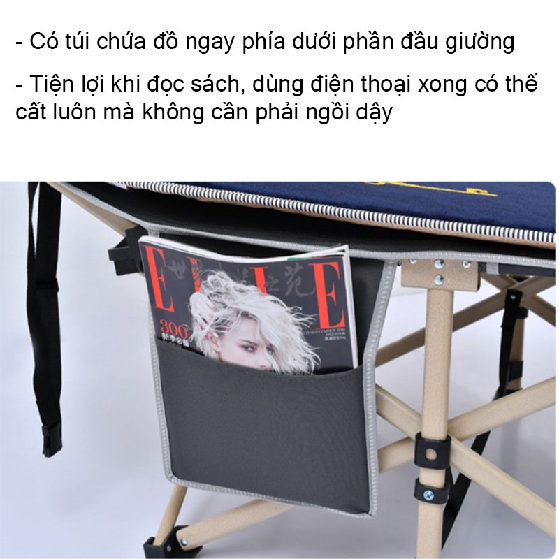 Giường gấp văn phòng, dã ngoại, bệnh viện. Giường xếp gấp gọn cao cấp ZDC khung kim loại đan chắc chắn, bibi shop