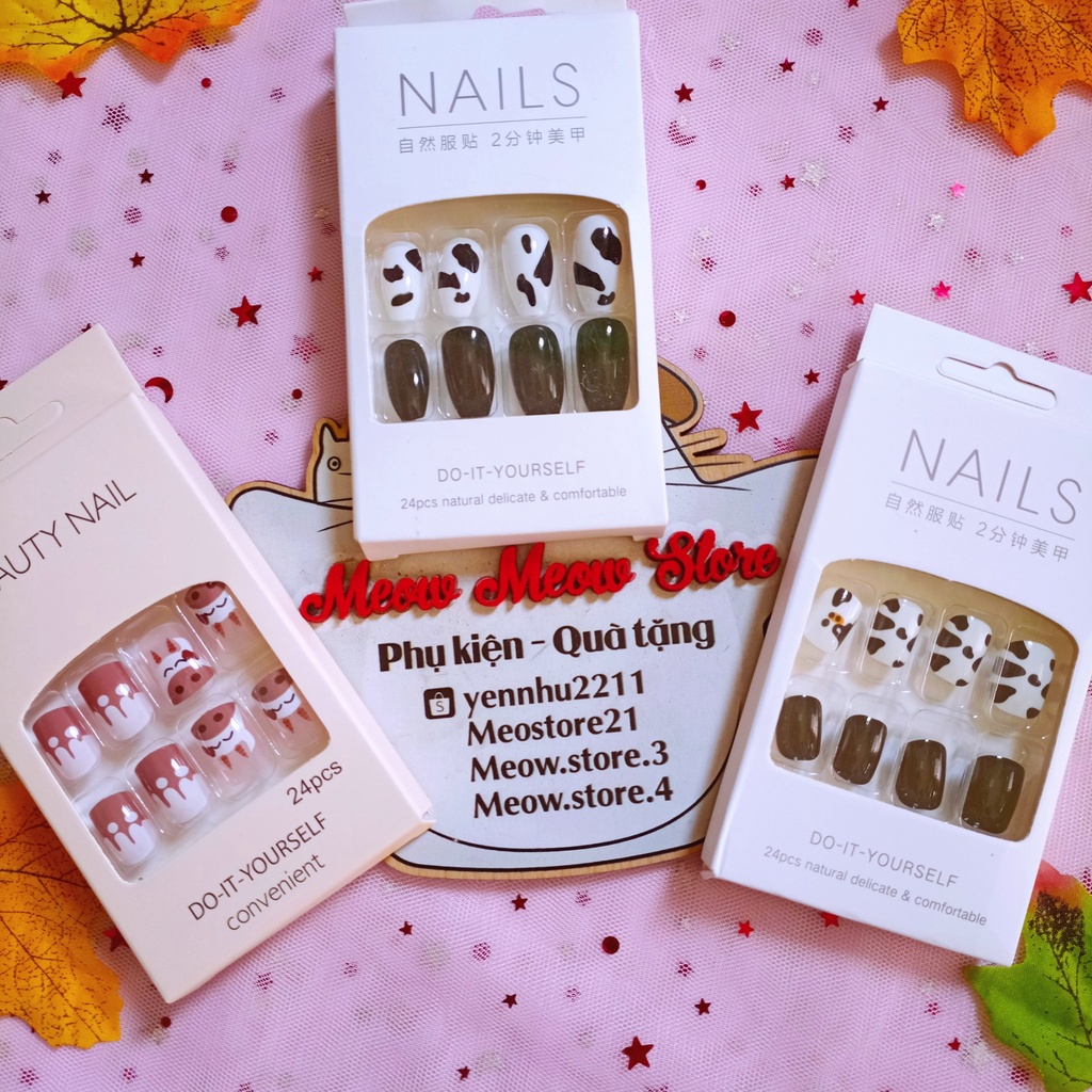 ❣️Có Ảnh MeowMeow❣️ Nail Giả, Móng Tay Giả- 24 Móng Có Sẵn Keo Dán Móng Giá Rẻ❣️