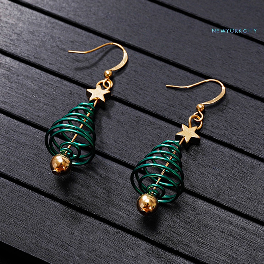 1 Đôi Khuyên Tai Kim Loại Hình Cây Phong Cách Giáng Sinh