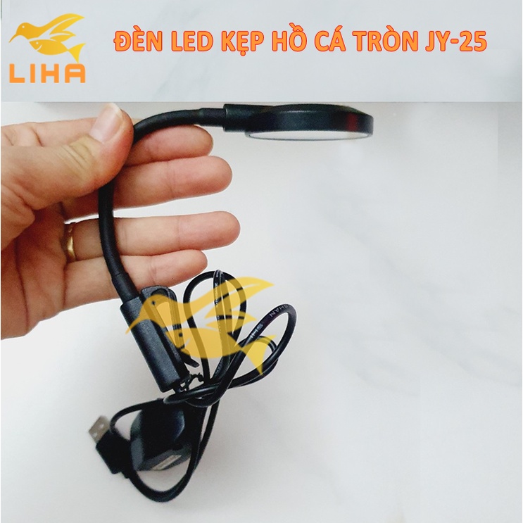 Đèn Led Kẹp Hồ Cá Bể Tròn Mini Màu Trắng Clip Lamp JY-25 Cho Hồ 25cm