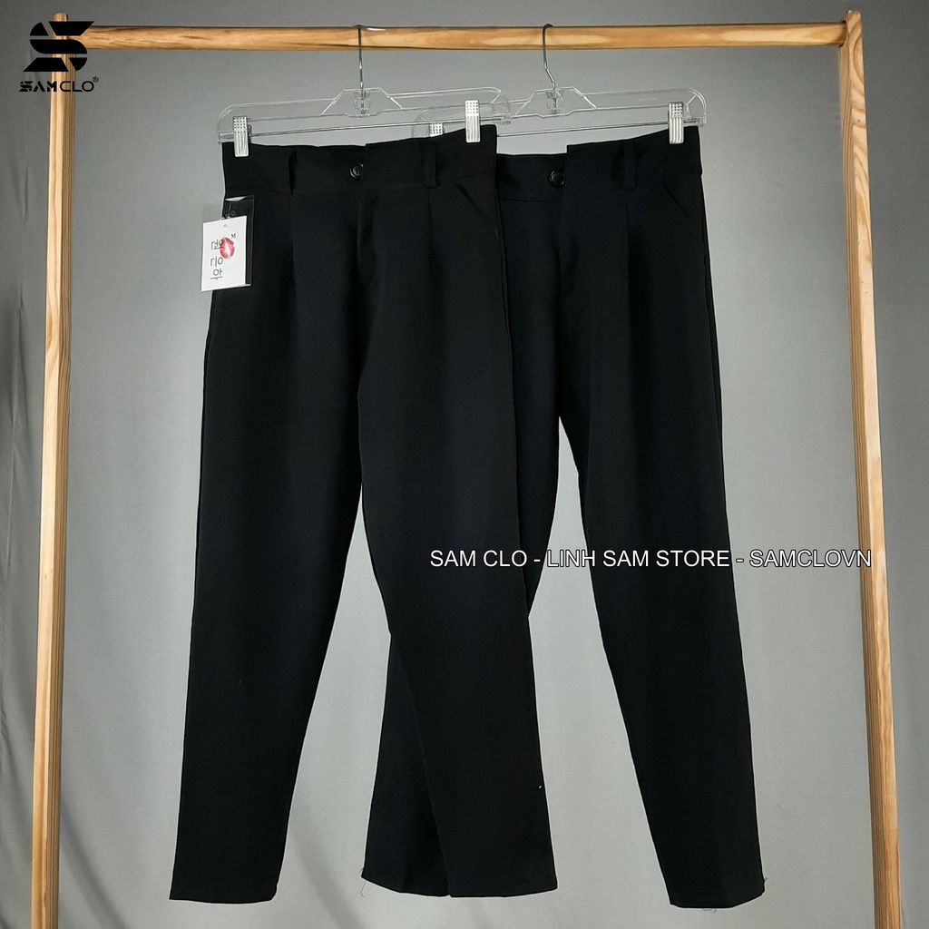 Quần tây đi học nữ cạp cao dáng suông 1 nút