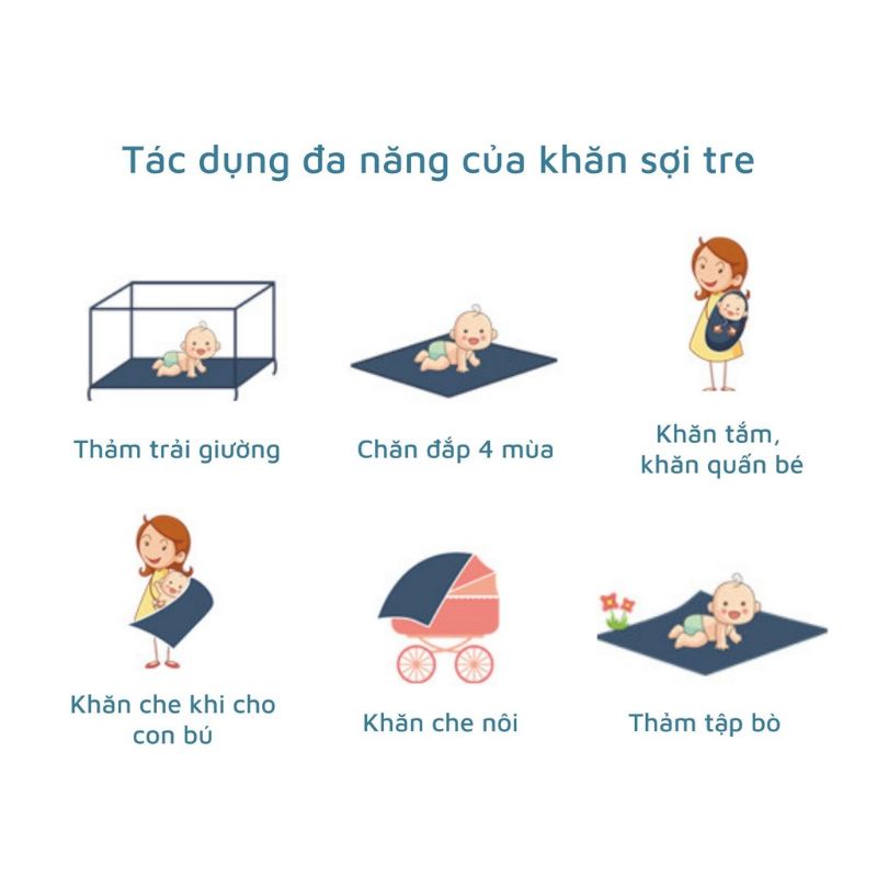 Được chọn mẫu - Khăn đa năng 100% sợi tre cho bé