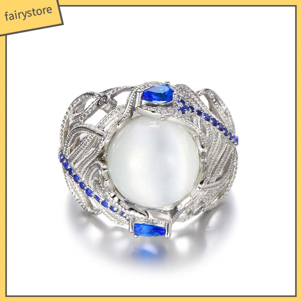 Nhẫn hợp kim hình lông công đính đá sang trọng thanh lịch