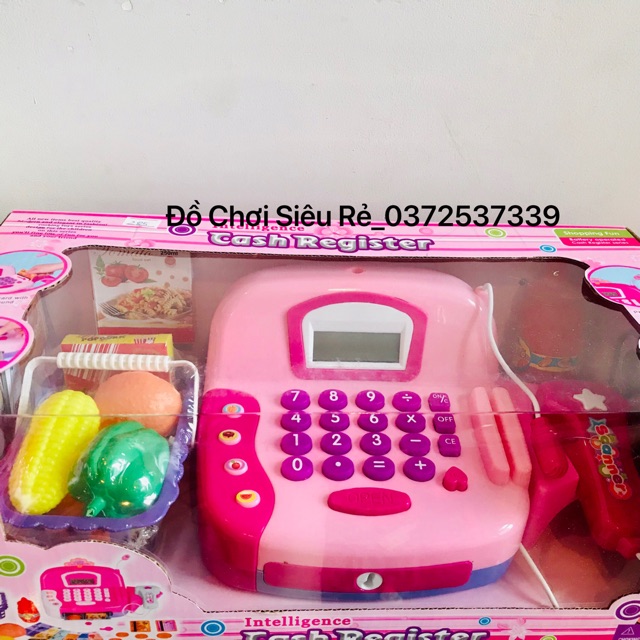 Bộ Đồ Chơi Siêu Thị Mini 10 Món Kèm Máy Tính Tiền Chạy Pin.