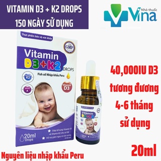 Vitamin D3 + K2 Drops 20000IU - Bổ sung vitamin Tăng cường hấp thu canxi tối đa