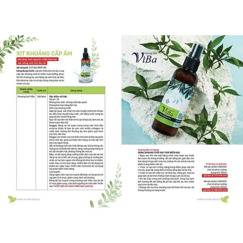 [Hàng Chính Hãng] Xịt Khoáng Dưỡng Da KHOÁNG TƯƠI VIBA Cấp Ẩm Làm Dịu Cân Bằng Ph Bảo Vệ Cho Da Mặt Giữ Lớp Trang Điểm | BigBuy360 - bigbuy360.vn