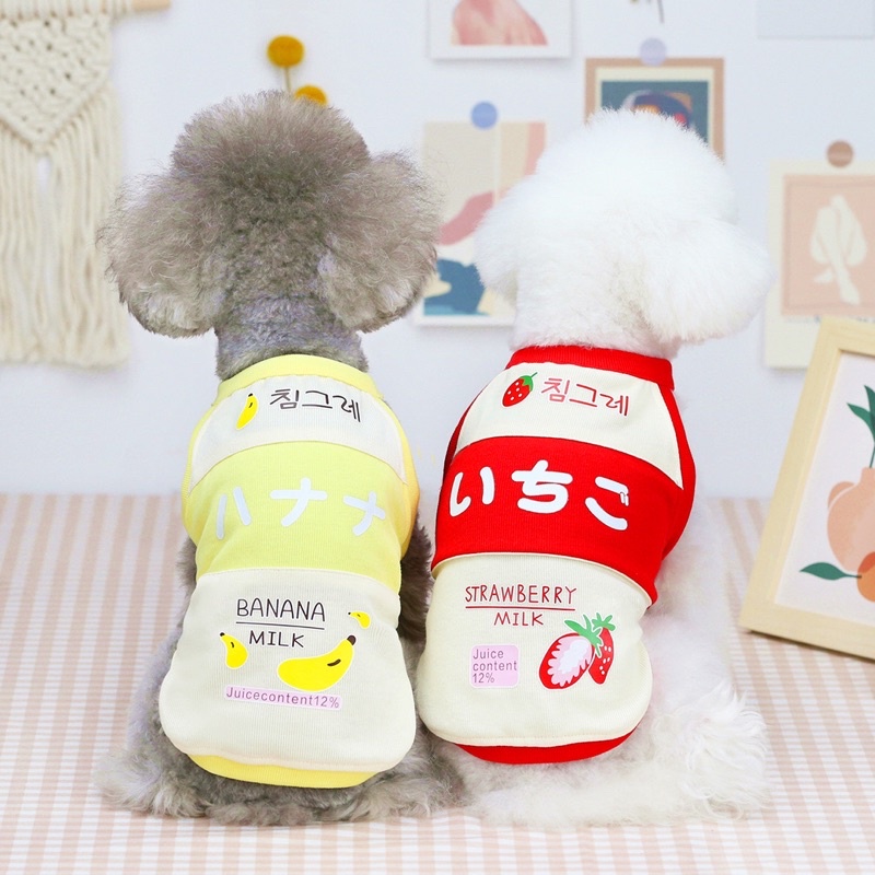 Áo ba lỗ sữa chua cute lạc lối cho cún miu