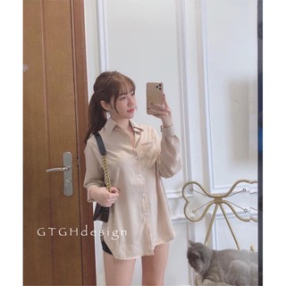 Áo sơ mi nữ dài tay lụa tăm 4 màu basic