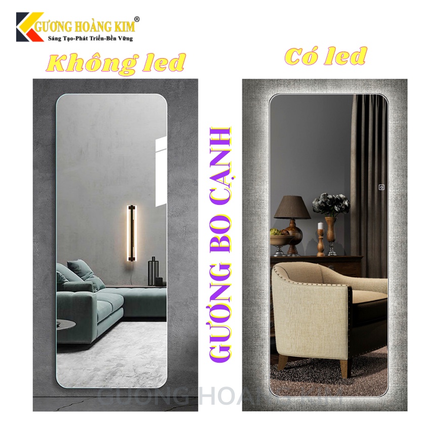 Gương soi toàn thân không viền hình oval, đèn led hậu cảm ứng 3 màu treo tường kích thước 40x120cm MIRRORTOCTOC HK-1010