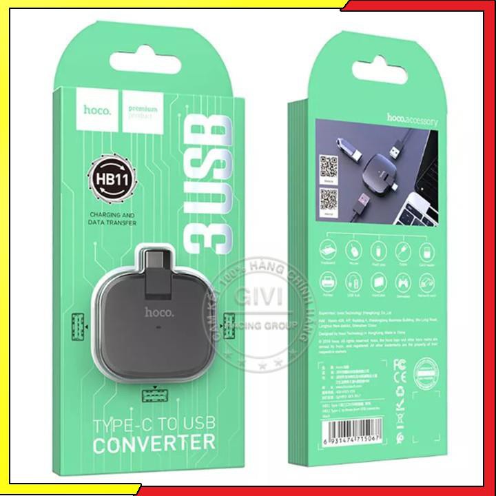 Bộ chuyển đổi Hoco HB11 đầu Type-C, 3 USB