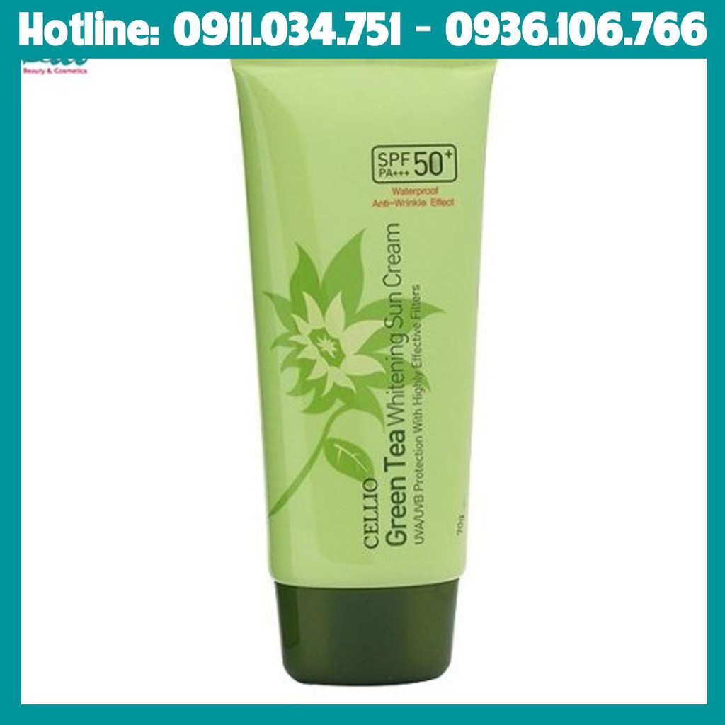Kem Chống Nắng Cellio Green Tea Whitening Sun Cream SPF50+ PA+++ - Beco Shop Hồ Chí Minh