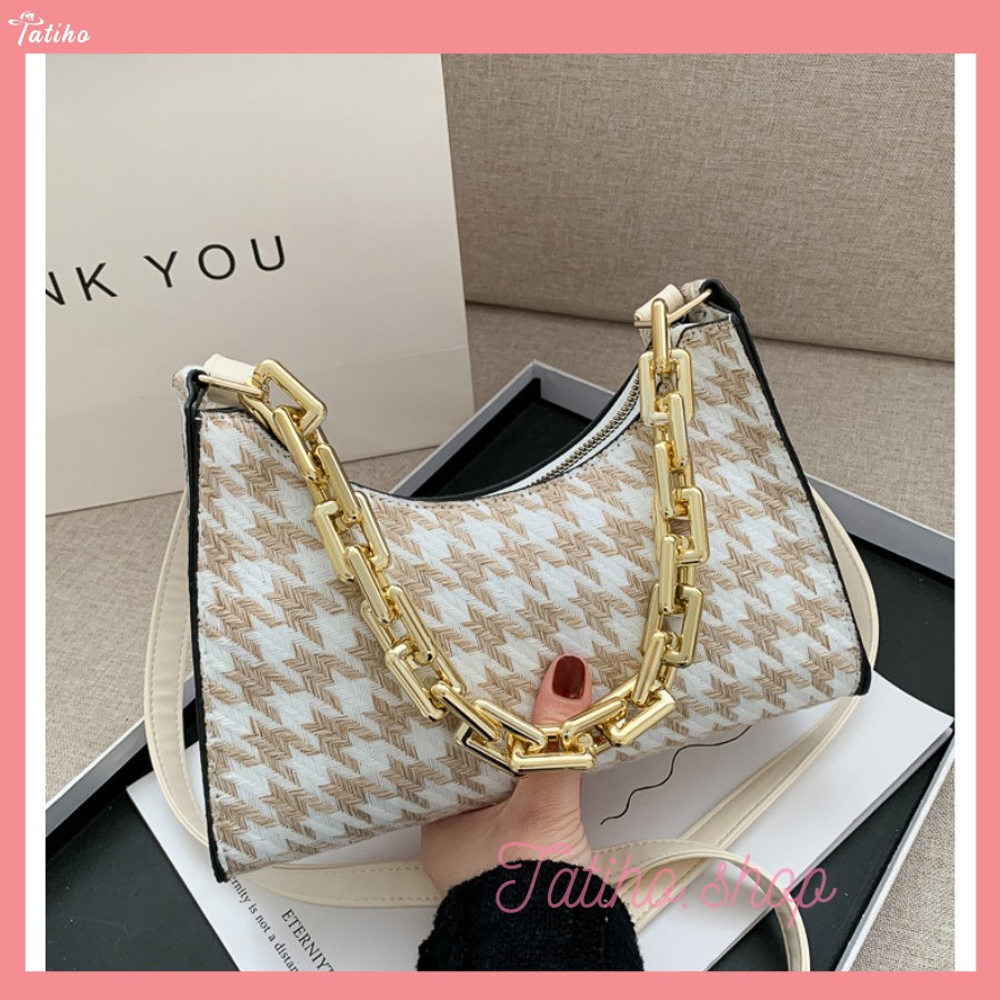 [HÀNG XỊN, GIÁ TỐT] Túi Xách Kẹp Nách Đeo Chéo Họa Tiết Houndtouch Nữ Đẹp Sang Trọng - Mã TUI20