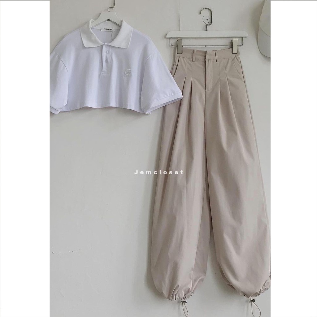 Quần Vải Ống Rộng Nữ Gous Official Quần Kaki Phong Cách Thể Thao Thỏa Mái Cá Tính CAL Dây Rút Ống - 2646