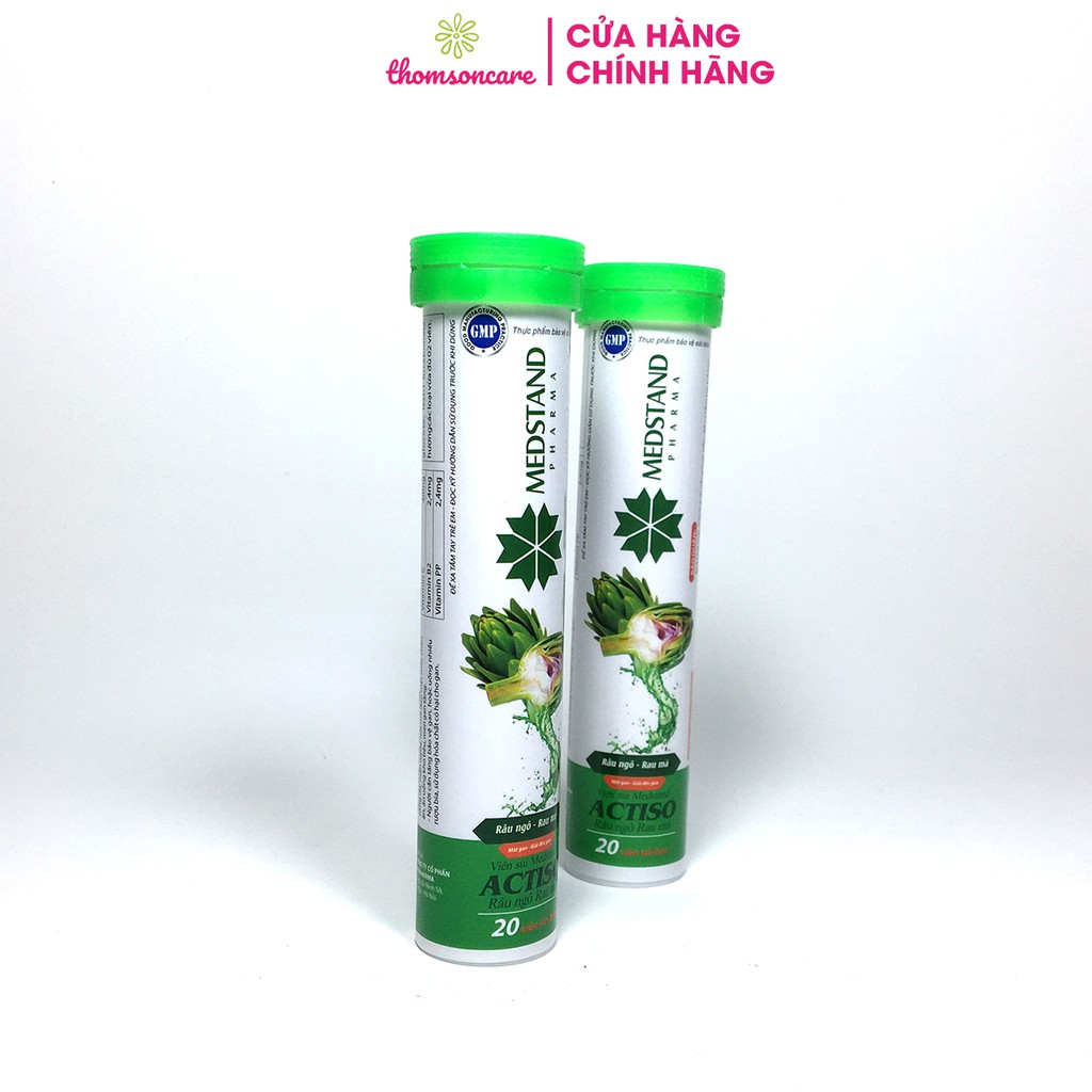 Viên sủi Actiso Râu Ngô Rau Má - Giúp thanh nhiệt cơ thể, mát gan, làm nước giải khát- Tuýp 20 viên Medstand | BigBuy360 - bigbuy360.vn