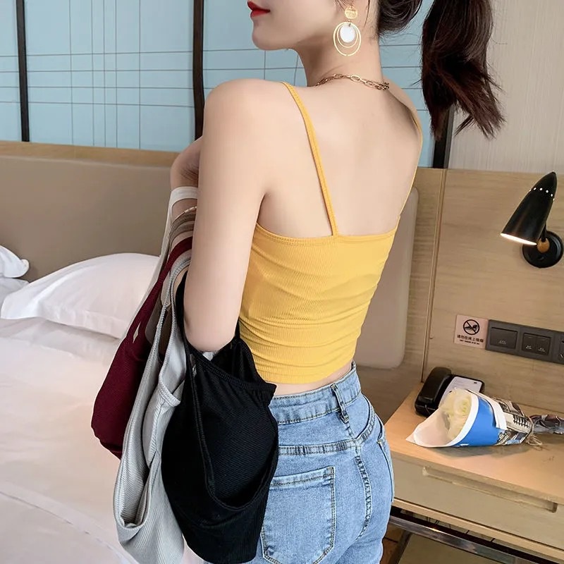 Áo Tank Top Cotton Dệt Kim Cổ Chữ V Thời Trang Cho Nữ