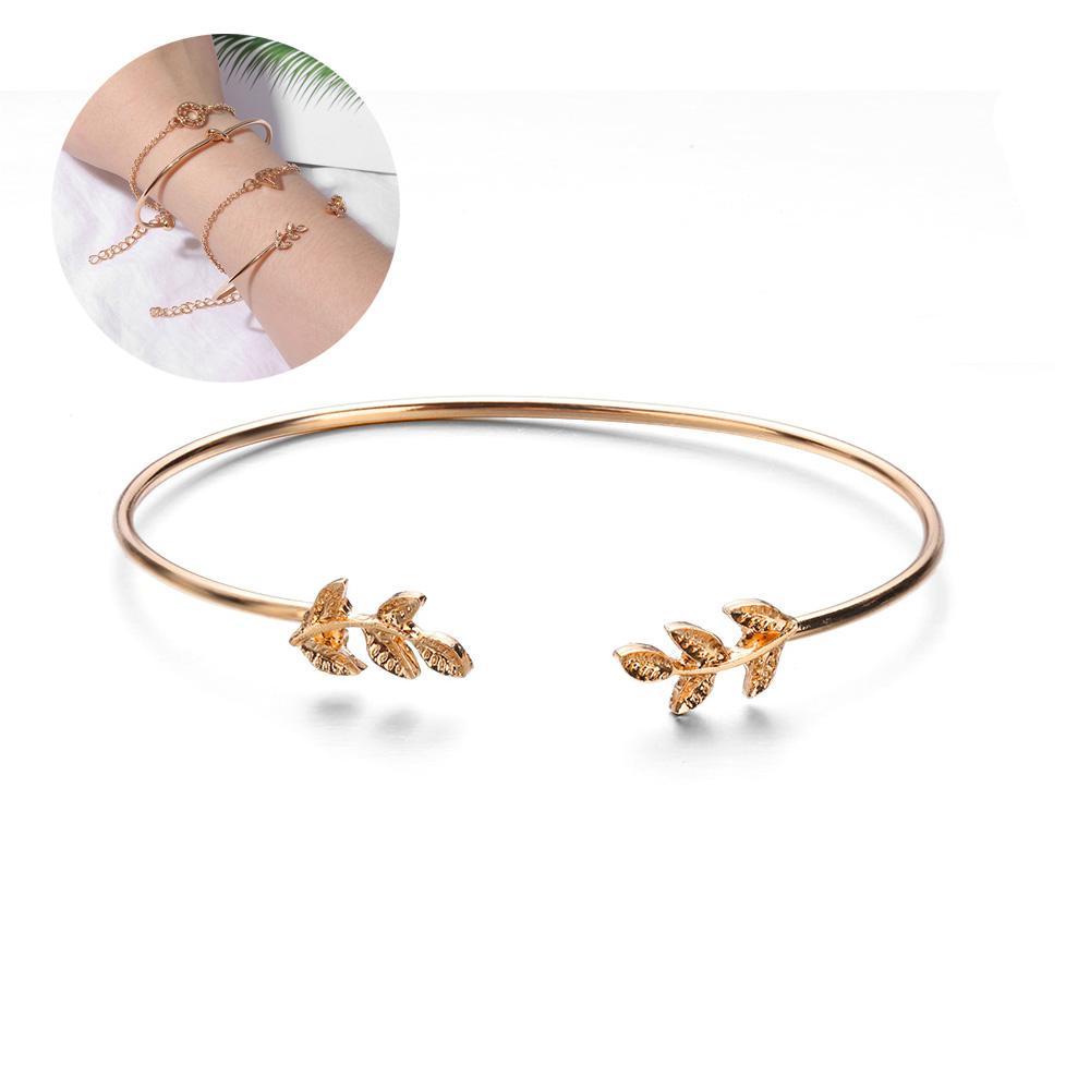 Bộ 4 Vòng Đeo Tay Dạng Hở Thiết Kế Thắt Nút Chiếc Lá / Nút Thắt Độc