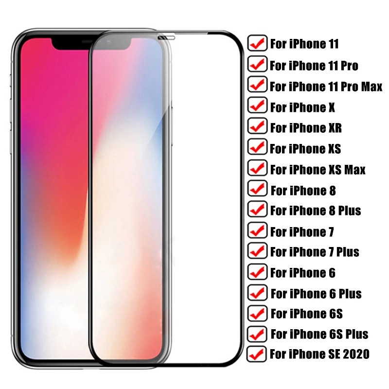 Kính cường lực bảo vệ màn hình cho iPhone 13 14 12 Mini 11 Pro SE XR Xs MAX 6 6s 8 7 Plus