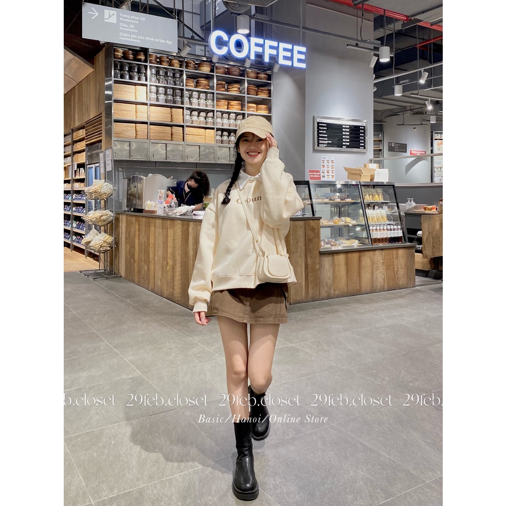 Áo sweater nỉ bông dáng vừa in Ground - 29feb.closet - A120