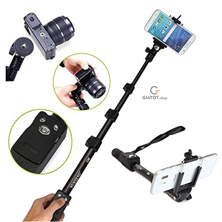 Combo Chân đế chụp hình bluetooth 1288 và Tripod 1288 Yunteng cao cấp