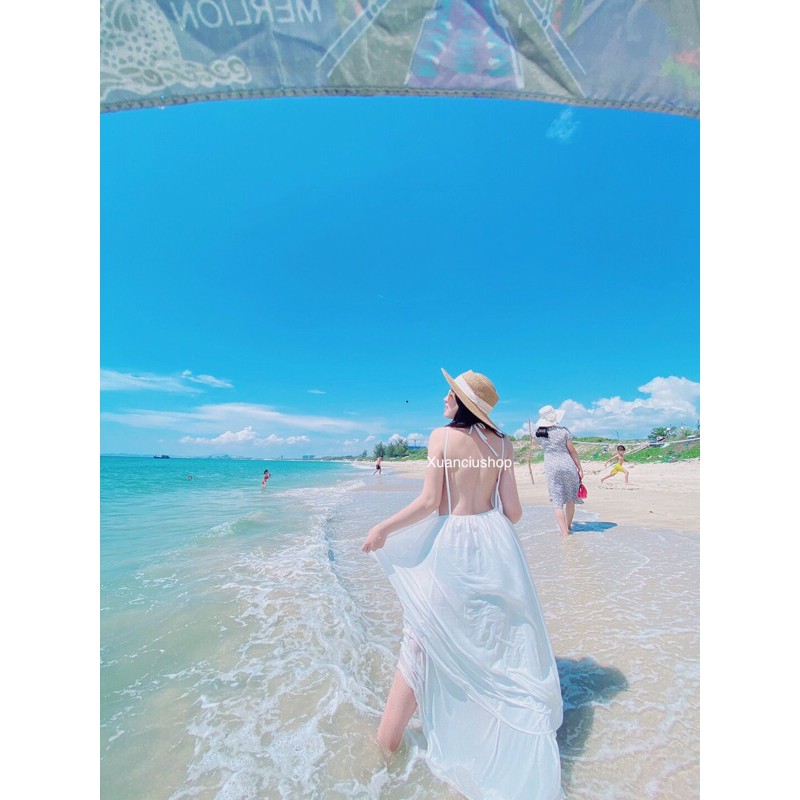 Váy Đầm Maxi Yếm Đi Biển Hai Tầng Hở Lưng Sang Chảnh | BigBuy360 - bigbuy360.vn