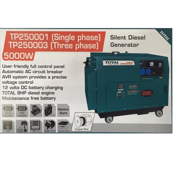 [chính hãng] Máy phát điện dùng dầu Diesel 5.0KW TOTAL TP250001