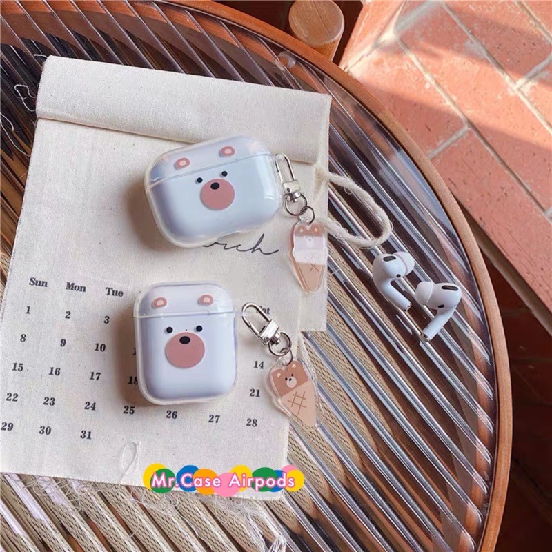 Case Airpods 1/2 Pro Hình Gấy Nâu Que Kem Móc Xinh