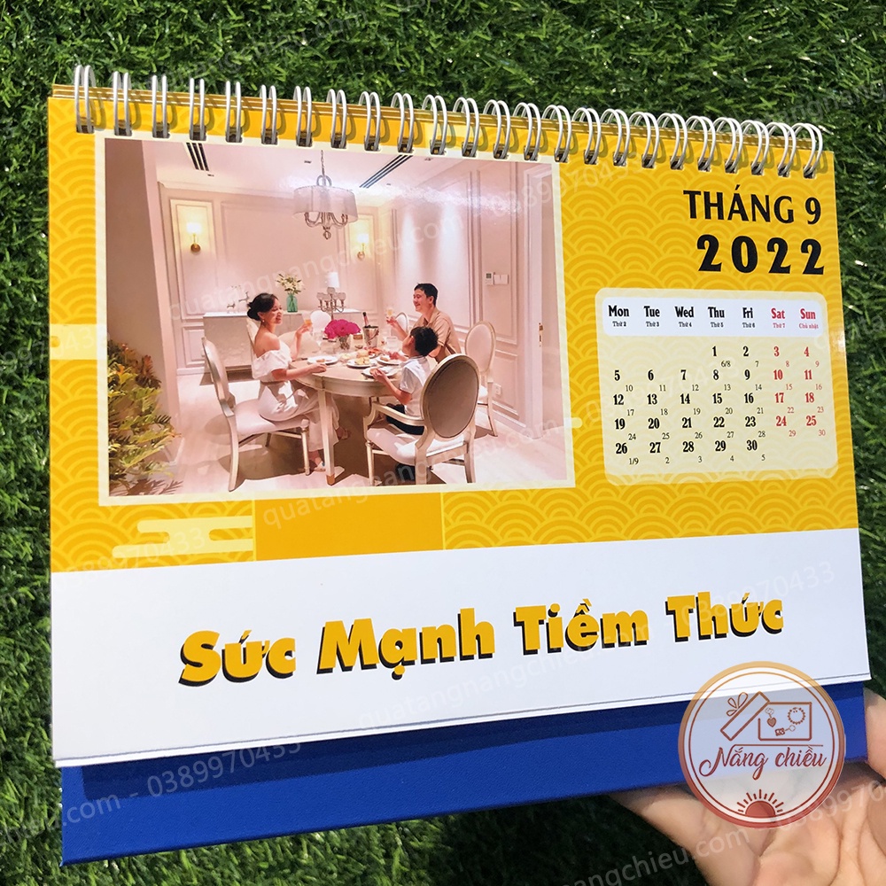 Lịch để bàn 2022 thiết kế đơn giản cho văn phòng, lịch in hình dễ thương có lịch âm, chất liệu giấy dày dặn