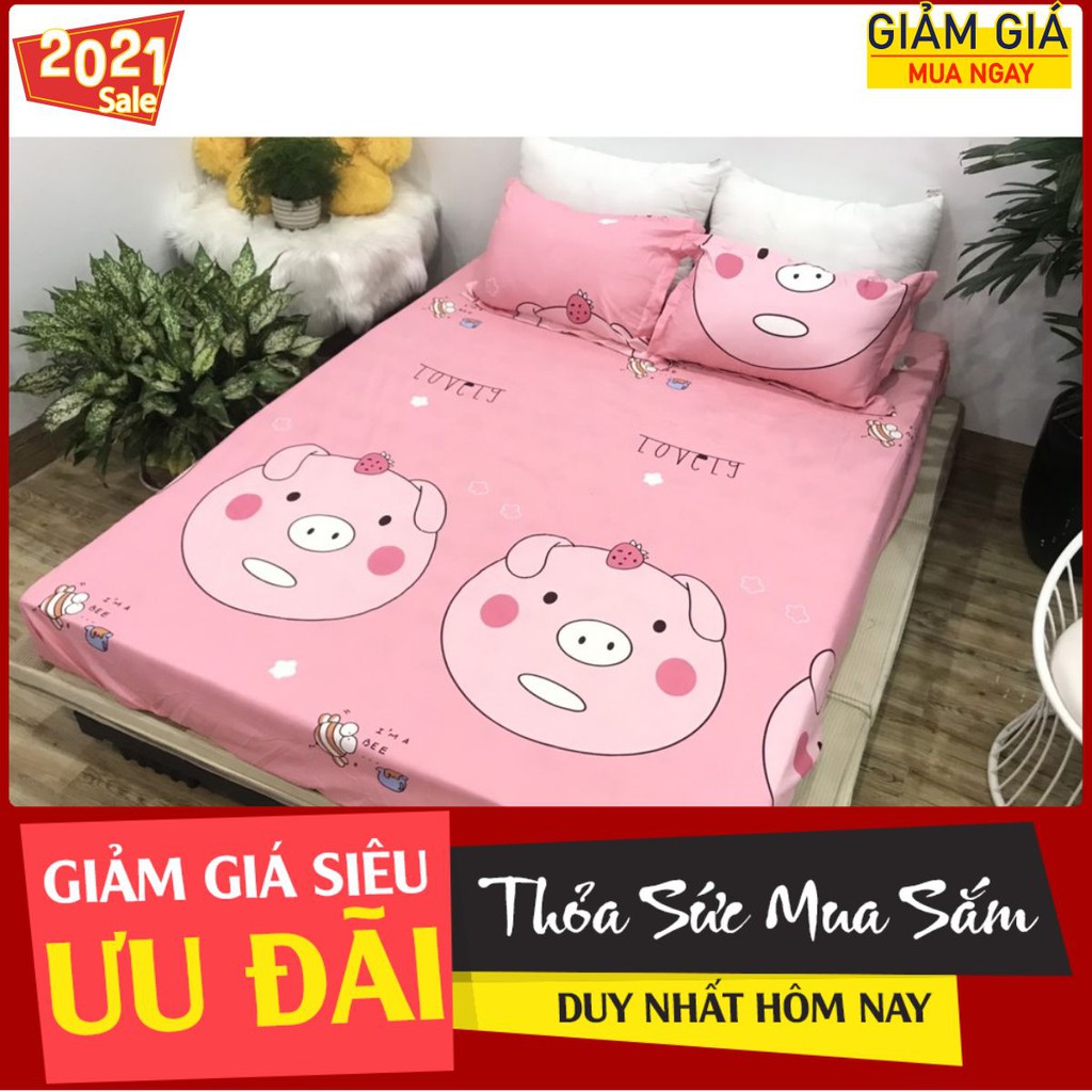 Ga Trải Giường vải mát,có bán thêm vỏ gối nằm,heo hồng dâu tây