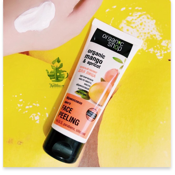 Tẩy da chết dạng mặt nạ nhẹ dịu không hạt Organic Shop Face Peeling Mango & Apricot cho da láng mượt