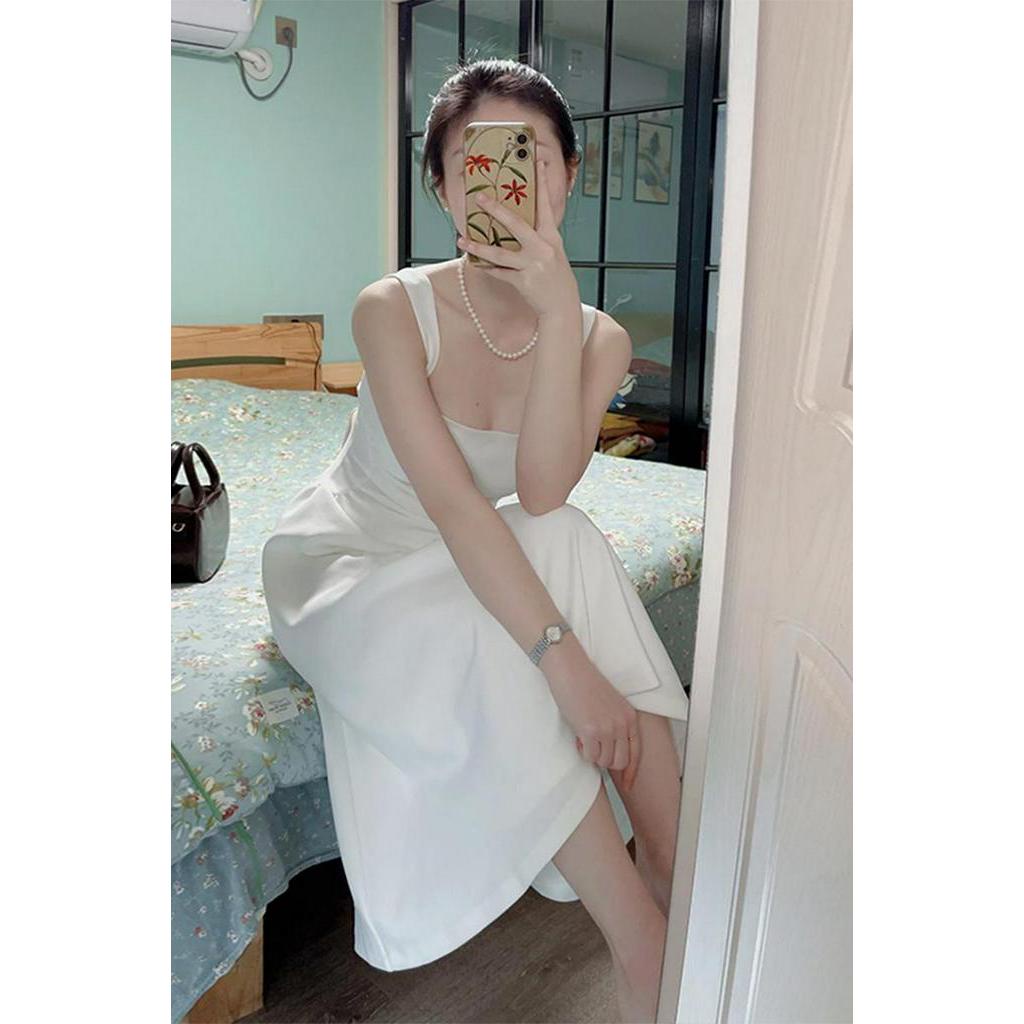 Đầm Hai Dây Màu Trắng Dáng Ôm Phong Cách Pháp Thời Trang Mùa Hè Hàng Mới 63467