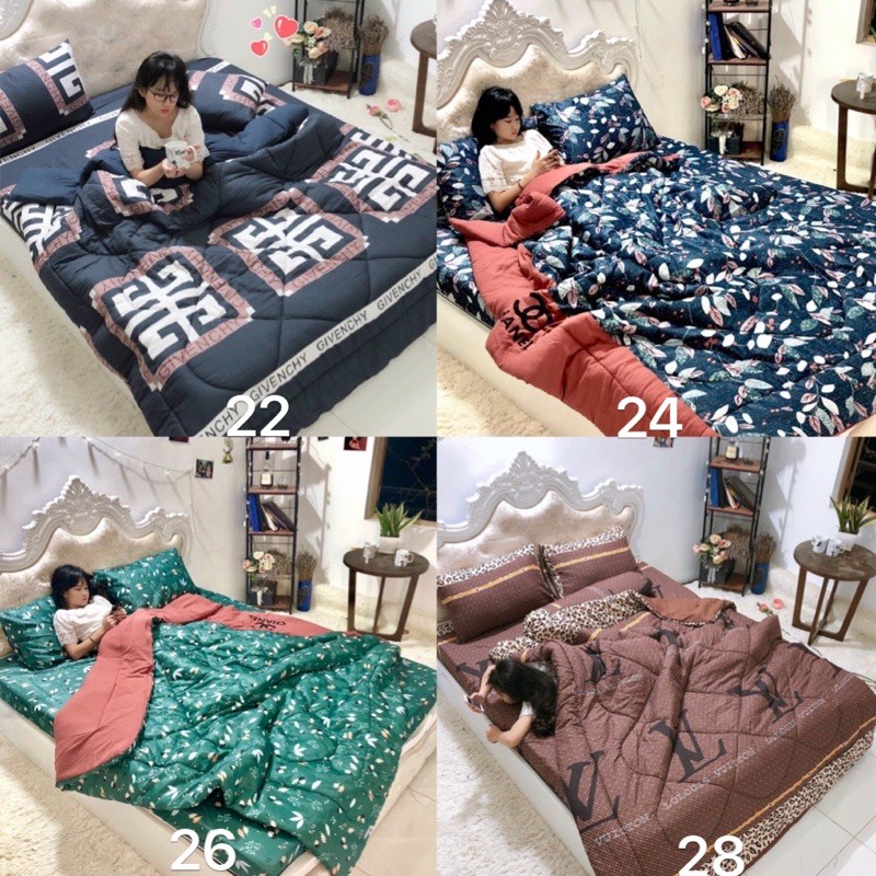 Set 5 món chăn ga gối đũi hè siêu đẹp, được chọn mẫu