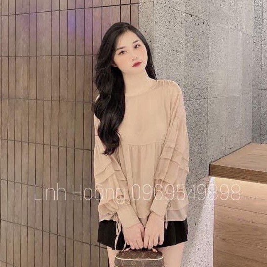 Áo Kiểu Babydoll Tơ Xước Kèm Áo 2 Dây Mặc Trong Siêu Xinh