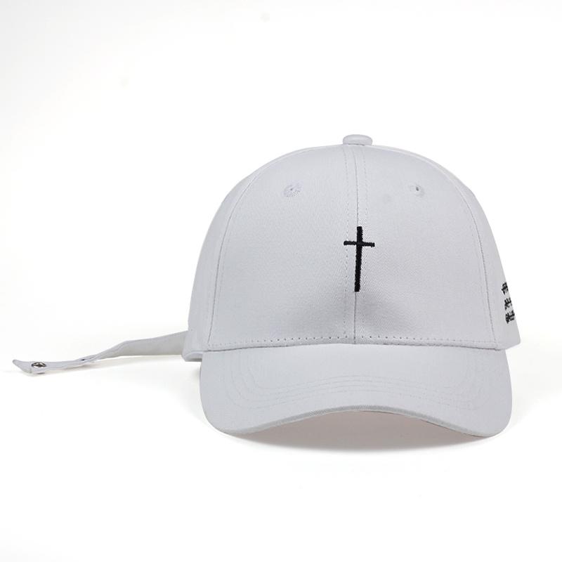 Mũ lưỡi trai thêu hình thánh giá màu trắng/ đen phong cách đường phố cho nam
