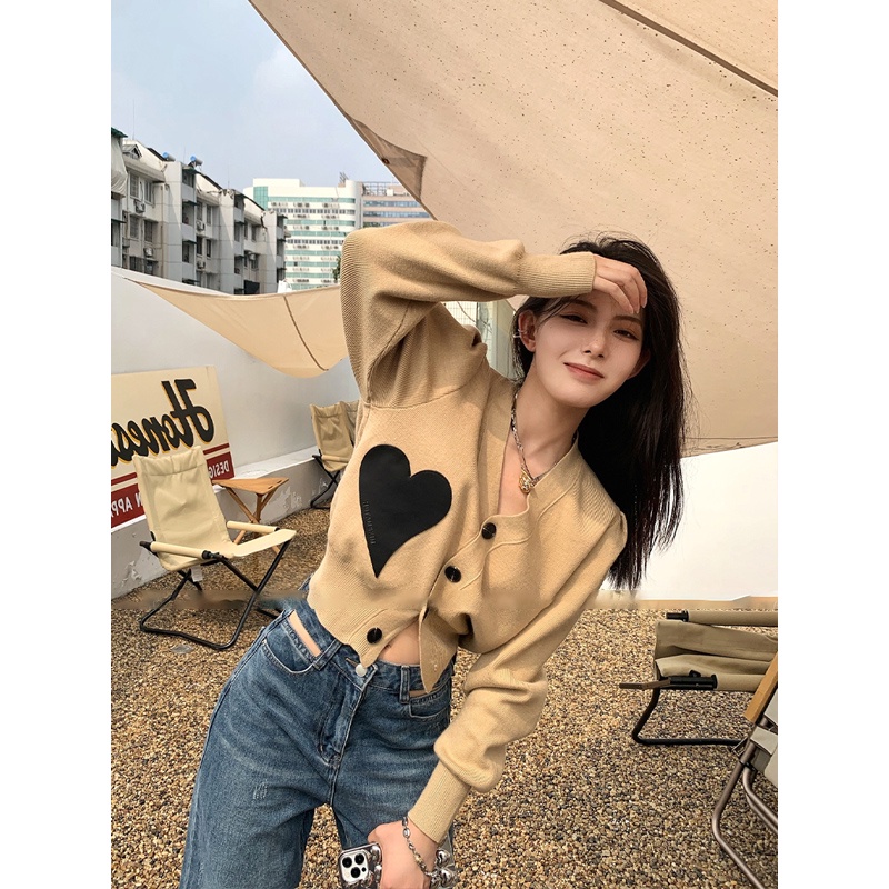 Porozi  Áo khoác cardigan  dệt kim cổ chữ V phong cách Hàn Quốc