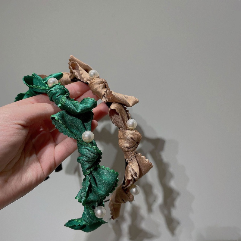 Băng Đô Cài Tóc Hình Nơ Bằng Vải Phối Kim Tuyến Lấp Lánh Thời Trang