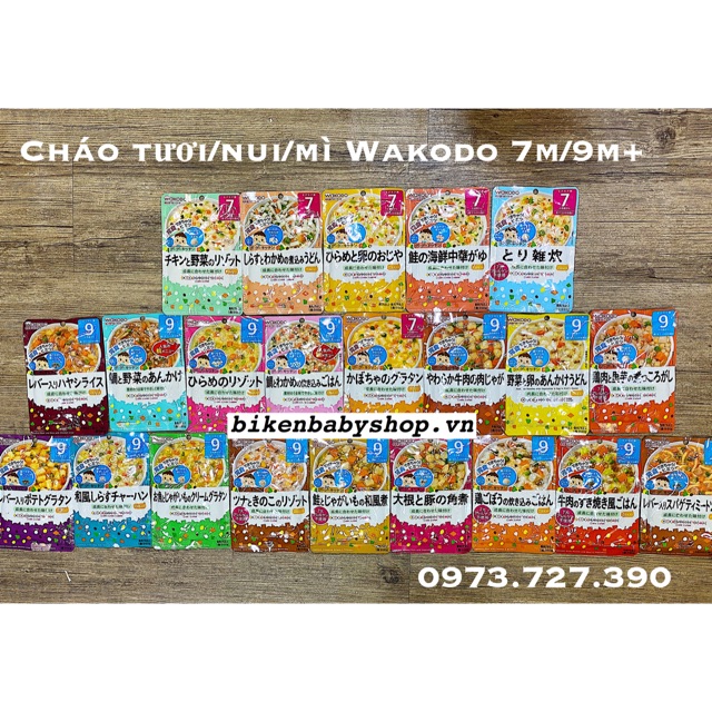 Cháo tươi/nui/mì Wakodo 7m/9m date 7/2021