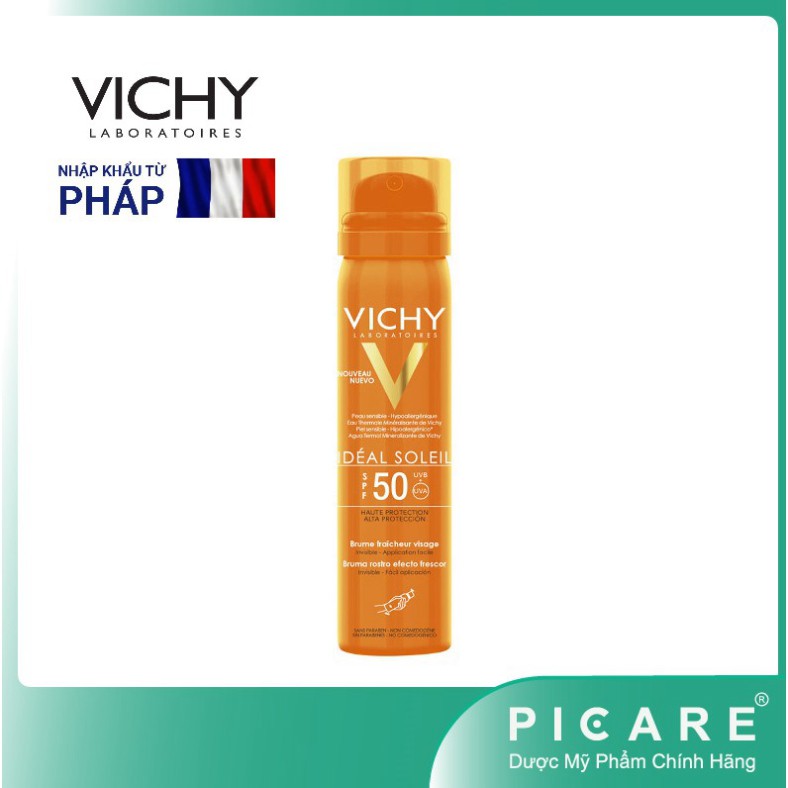 Vichy Xịt Khoáng Chống Nắng Ideal Soleil Giảm Dầu, Khô Thoáng & Không Gây Nhờn Rít Ideal Soleil SPF 50 75ml 75ml