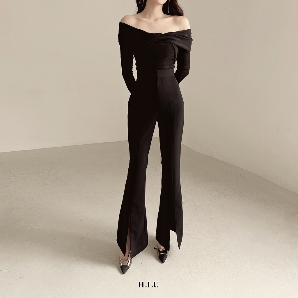 Quần nữ tây ống vẩy vạt xẻ thiết kế INA pant H.I.U Fashion , chất liệu tuyết mưa poni cao cấp ống rộng trend HIU design