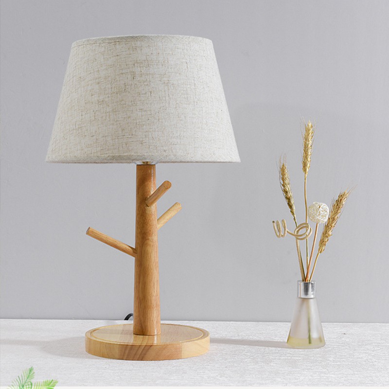 Đèn ngủ để bàn MONSKY trang trí phòng ngủ Vintage gỗ tặng kèm bóng LED chuyên dụng