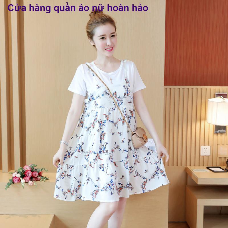 quần nữQuần áo bà bầu phương Tây mùa hè phông vải lưới màu đỏ Váy