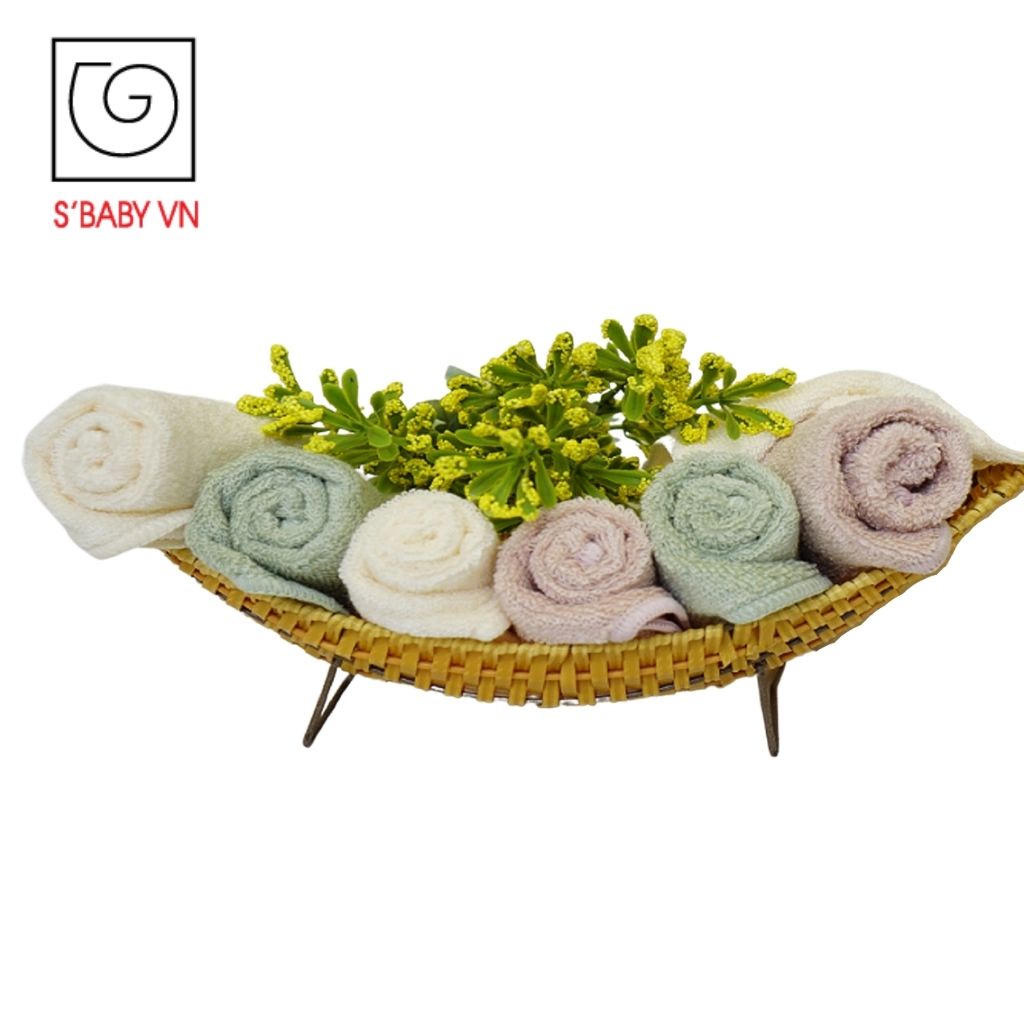 Combo 3 Khăn Mặt Trẻ Em Sợi Sồi S'BABY 25x25cm Khả Năng Kháng Khuẩn Cao, An Toàn Với Làn Da - 8936137960417 (Túi)