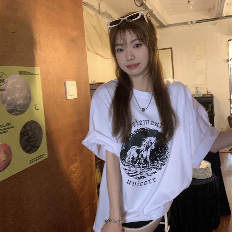 Áo thun NRVP tay ngắn cổ tròn 100% cotton phong cách Hàn Quốc thời trang cho nữ