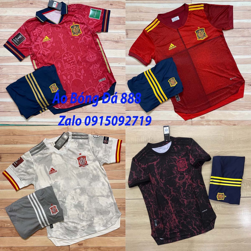 Áo Bóng Đá Đội Tuyển Tây Ban Nha WC 2022 - Chuẩn Mẫu Thi Đấu - Vải Polyester Thái Gai Lưới