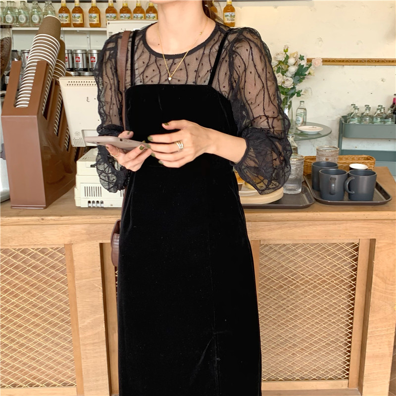 Đầm Hai Dây Phối Ren Màu Sắc 39801